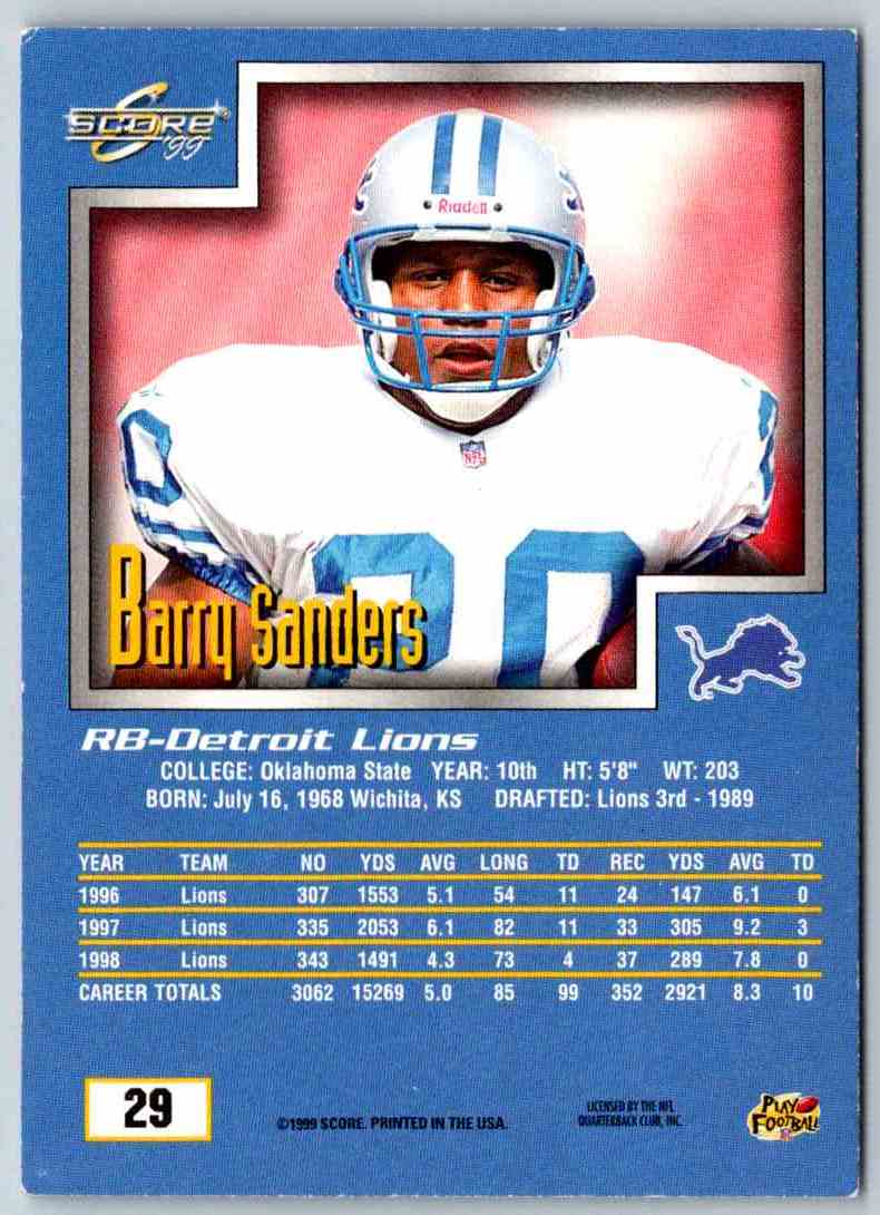 1999 Score Barry Sanders