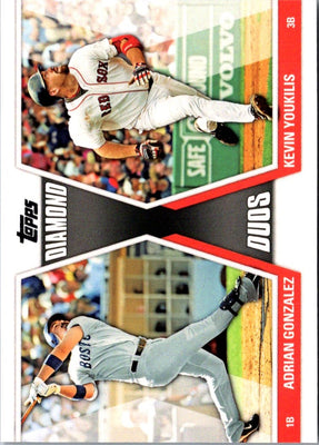 2011 Topps Diamond Duos Series 2 Adrian Gonzalez/Kevin Youkilis #DD-10