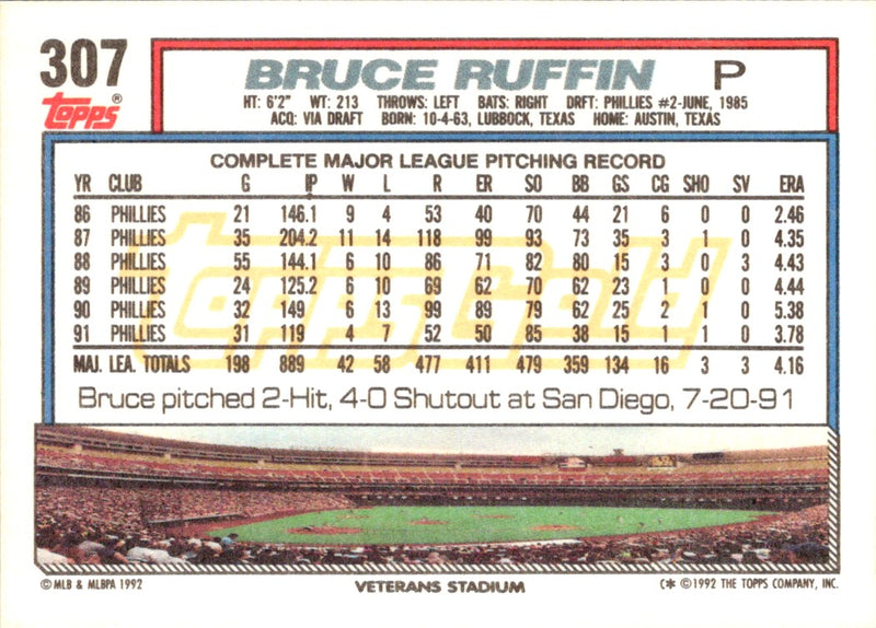 1992 Topps Bruce Ruffin