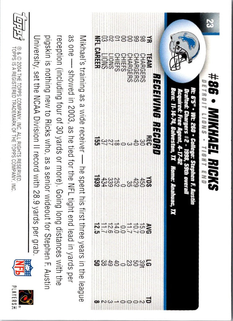 2004 Topps Mikhael Ricks