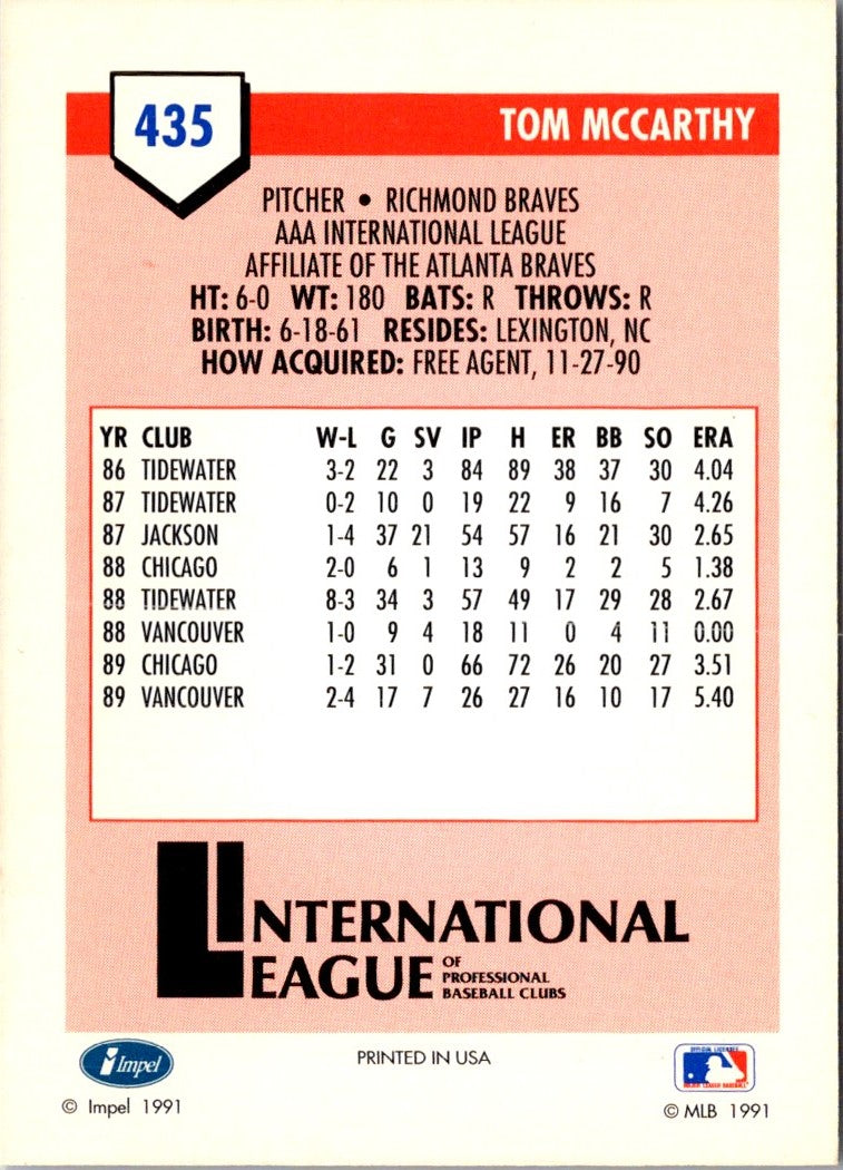 1991 Line Drive AAA Tom McCarthy