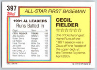 1992 Topps Cecil Fielder #397