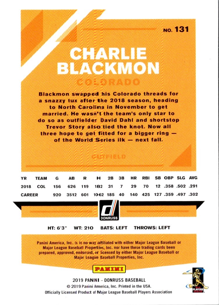 2019 Donruss Charlie Blackmon
