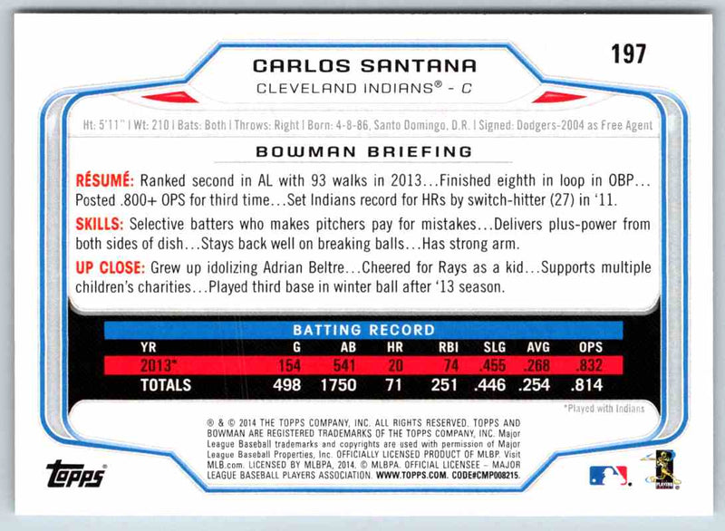 2014 Bowman Carlos Santana