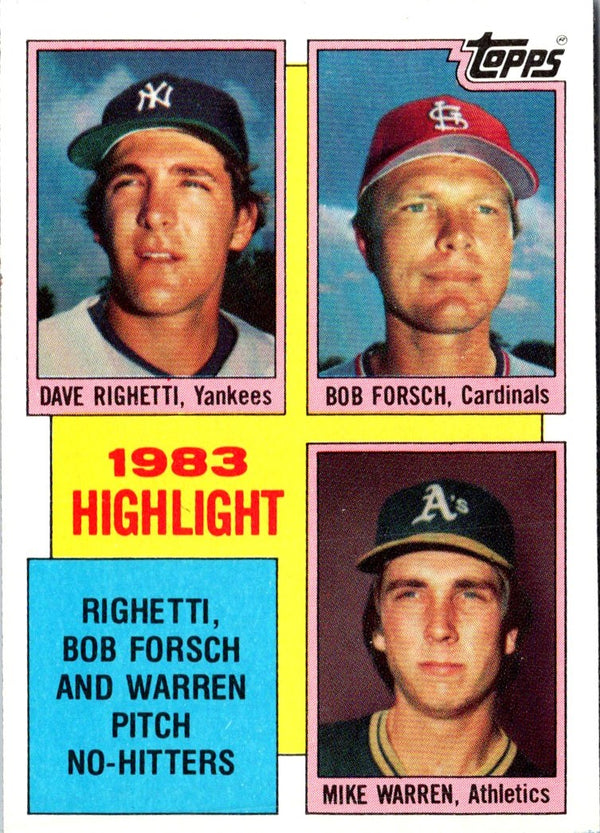 1984 Topps Bob Forsch/Dave Righetti/Mike Warren #5