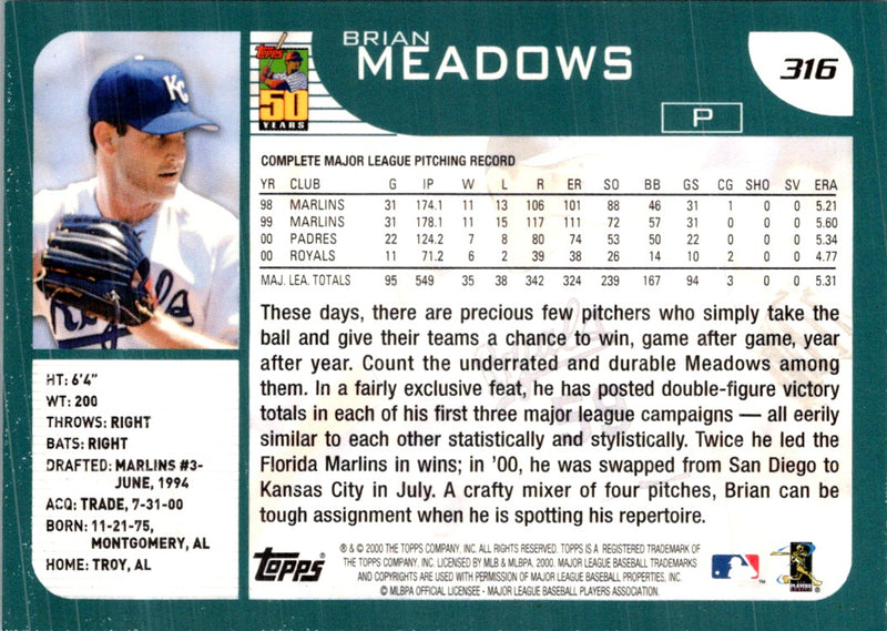 2001 Topps Brian Meadows