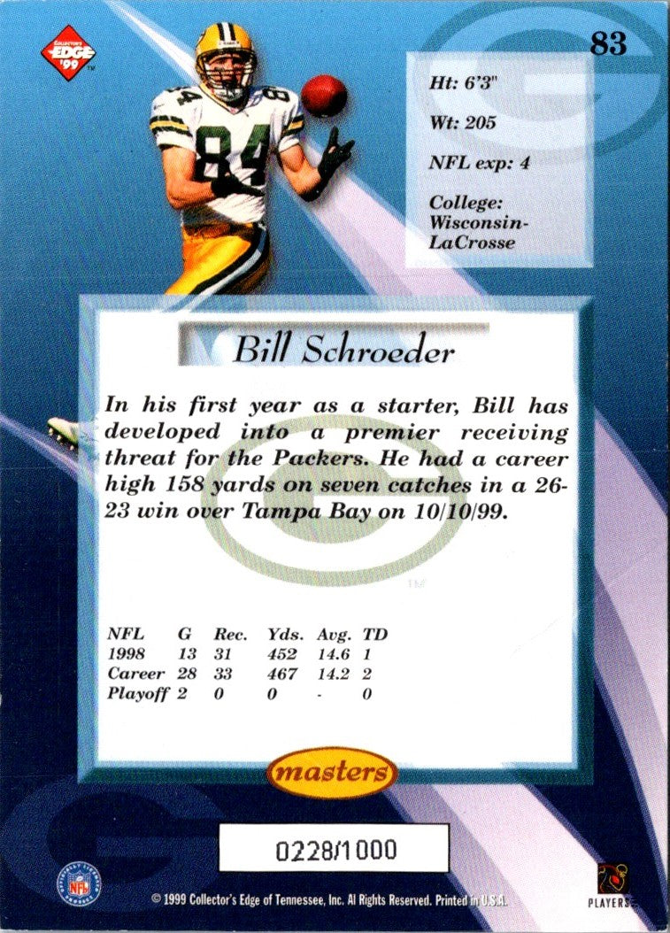 1999 Collector's Edge Masters Bill Schroeder