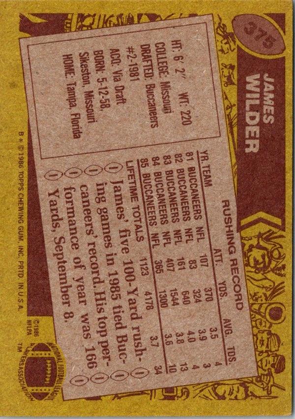 1986 Topps James Wilder #375