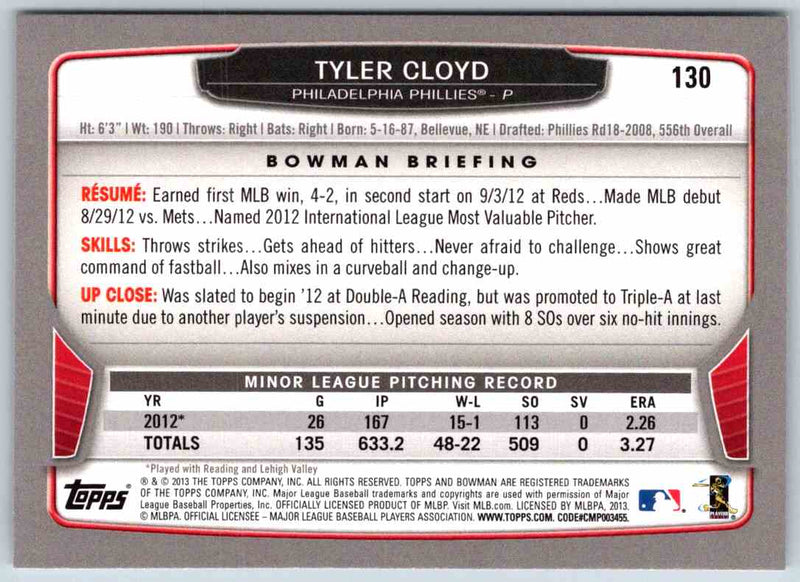 2013 Bowman Tyler Cloyd