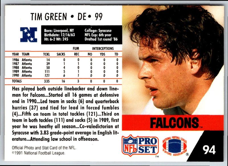 1991 Pro Set Tim Green