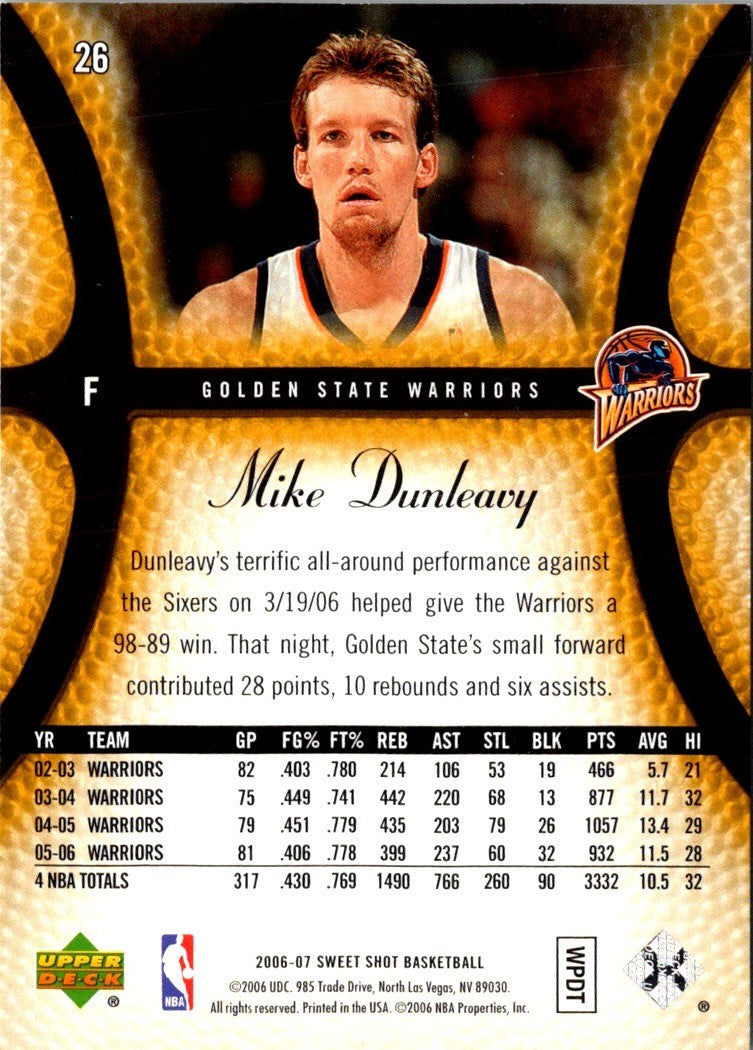 2006 Upper Deck Sweet Shot Mike Dunleavy