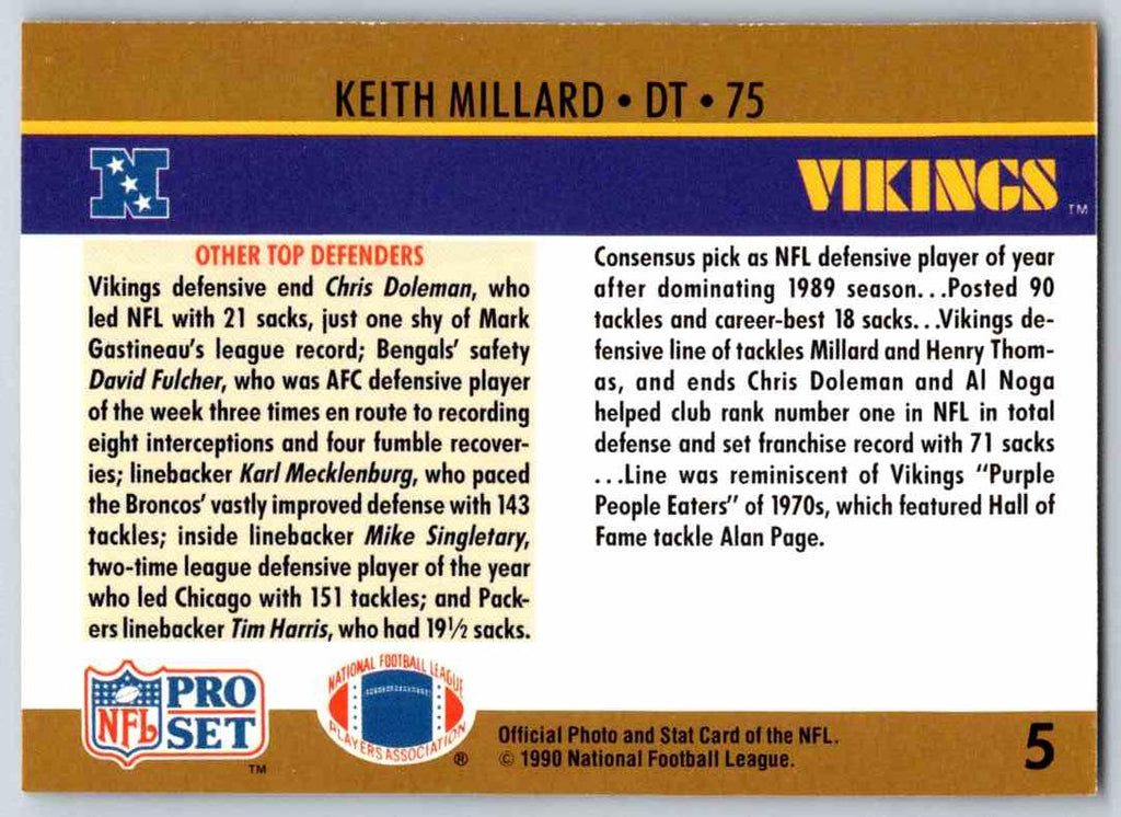 1990 Pro Set #5 Keith Millard