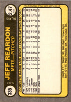 1981 Fleer Jeff Reardon #335 Rookie