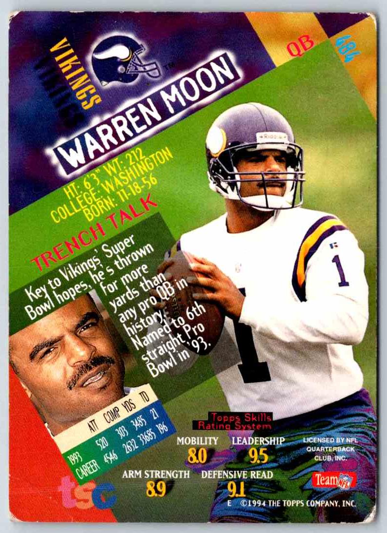 1994 Topps Stadium Club Football Warren Moon