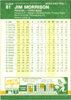 1987 Fleer Star Stickers Jim Morrison #81