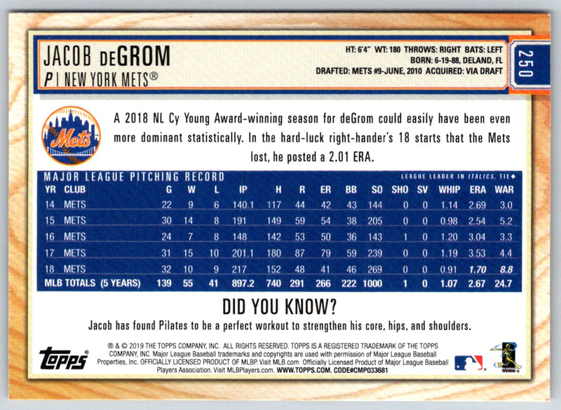 2018 Topps Jacob deGrom