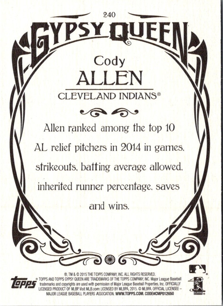 2015 Topps Gypsy Queen Cody Allen