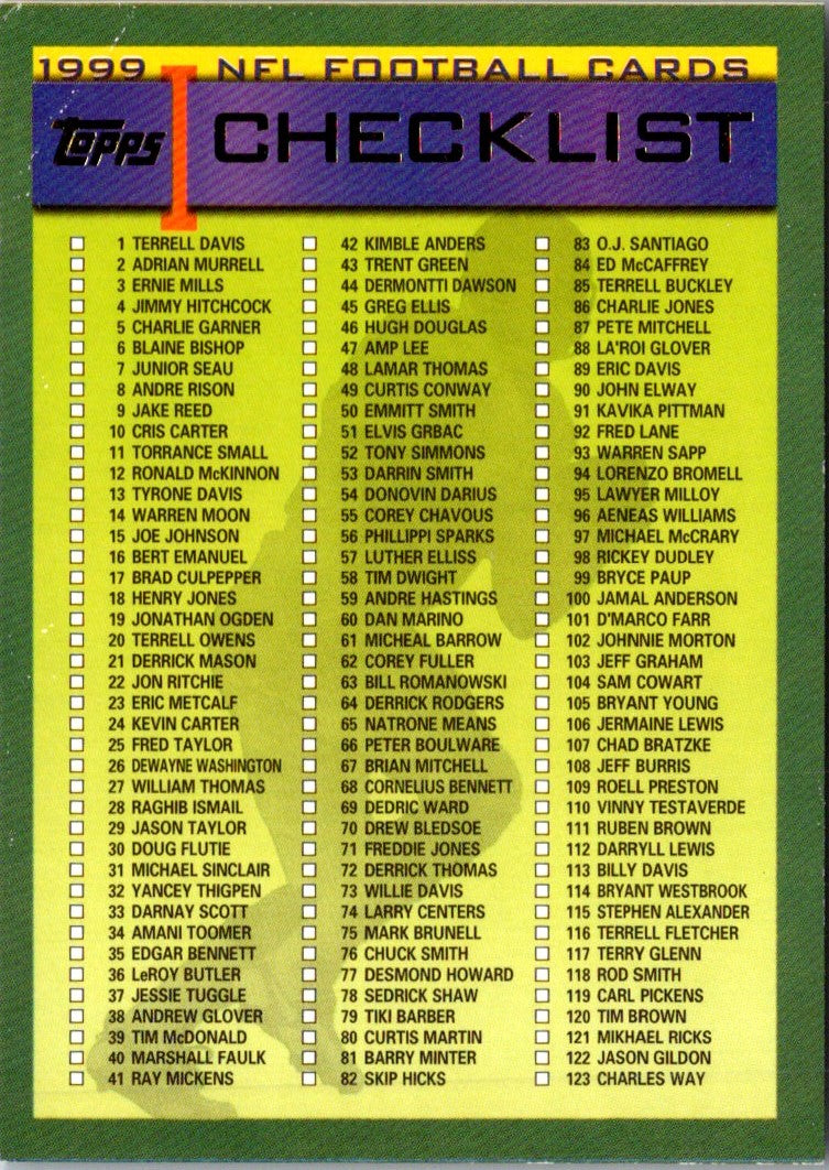 1999 Topps Checklist