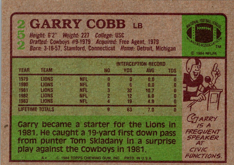 1984 Topps Garry Cobb