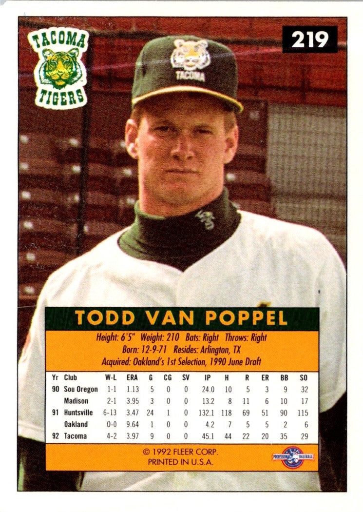 1992 Fleer Excel Todd Van Poppel