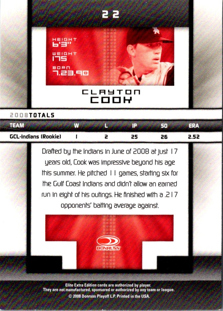 2008 Donruss Elite Extra Edition Clayton Cook