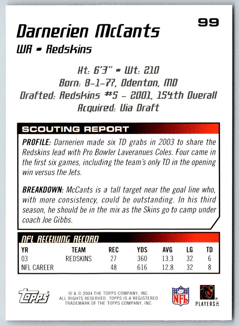 2004 Topps Draft Picks & Prospects Darnerien McCants