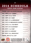 2014 Upper Deck Conference Greats Texas A&M Team Schedule