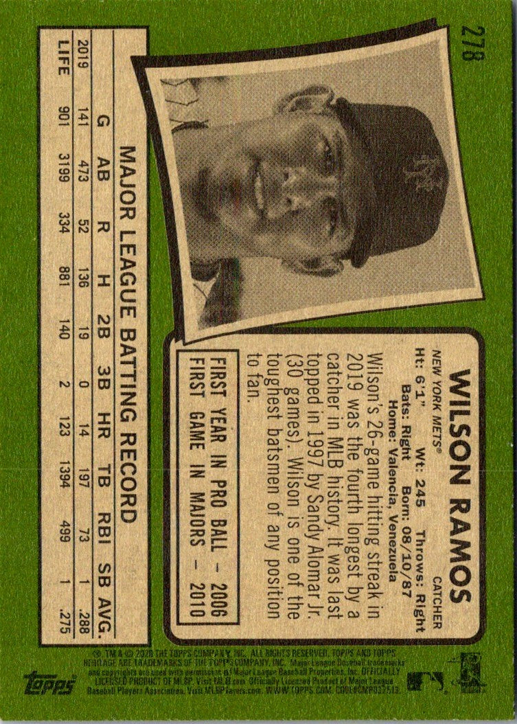 2020 Topps Heritage Wilson Ramos