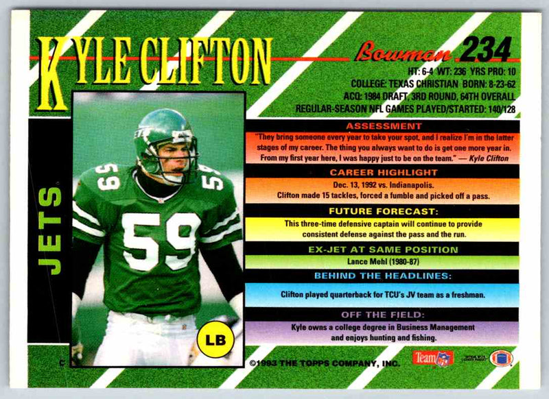 1993 Bowman Football Kyle Clifton