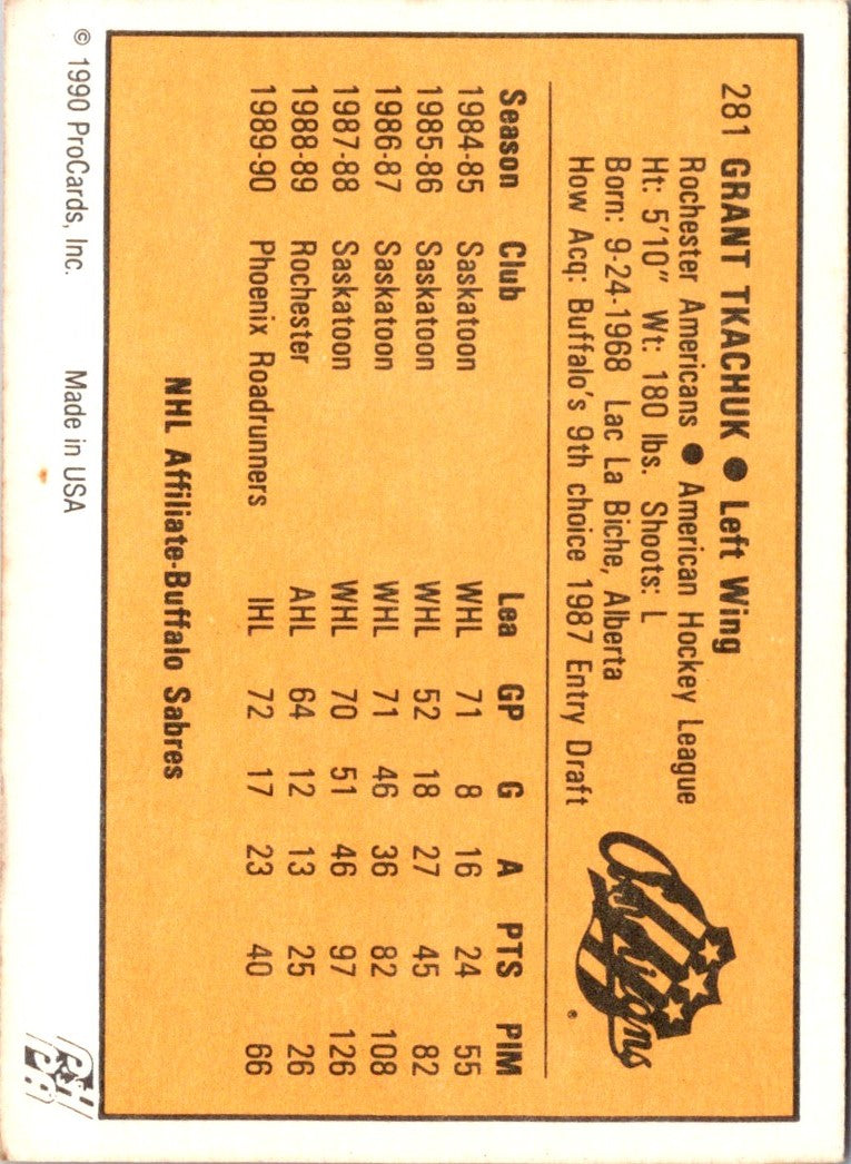 1990 ProCards Grant Tkachuk