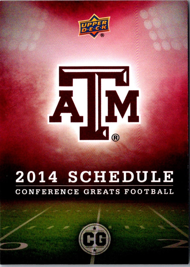 2014 Upper Deck Conference Greats Texas A&M Team Schedule