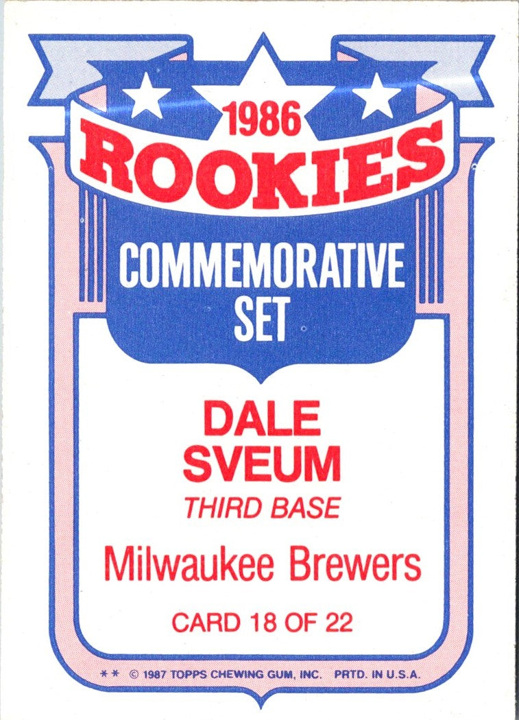 1987 Topps Glossy Rookies Dale Sveum