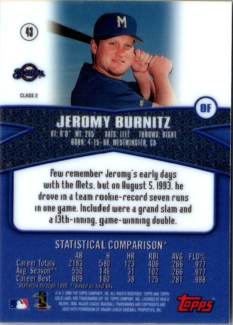 2000 Topps Gold Label Class 2 Jeromy Burnitz