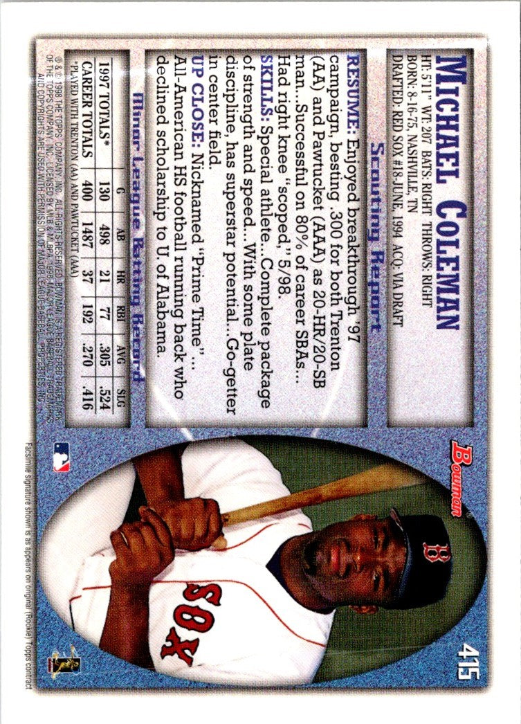 1998 Bowman Chrome Refractors Michael Coleman