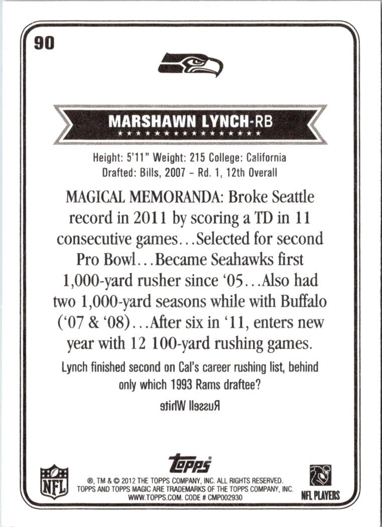 2012 Topps Magic Marshawn Lynch
