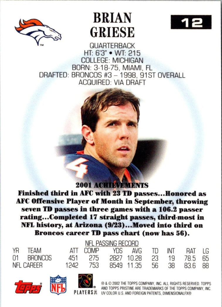2002 Topps Pristine Brian Griese