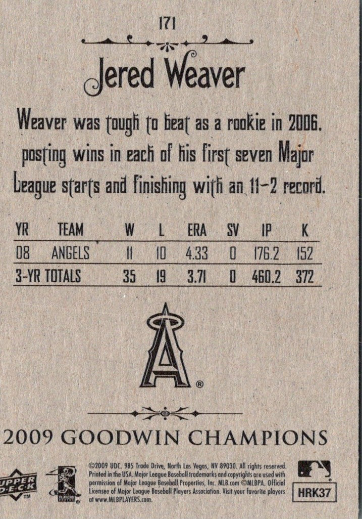 2009 Upper Deck Goodwin Champions Jered Weaver