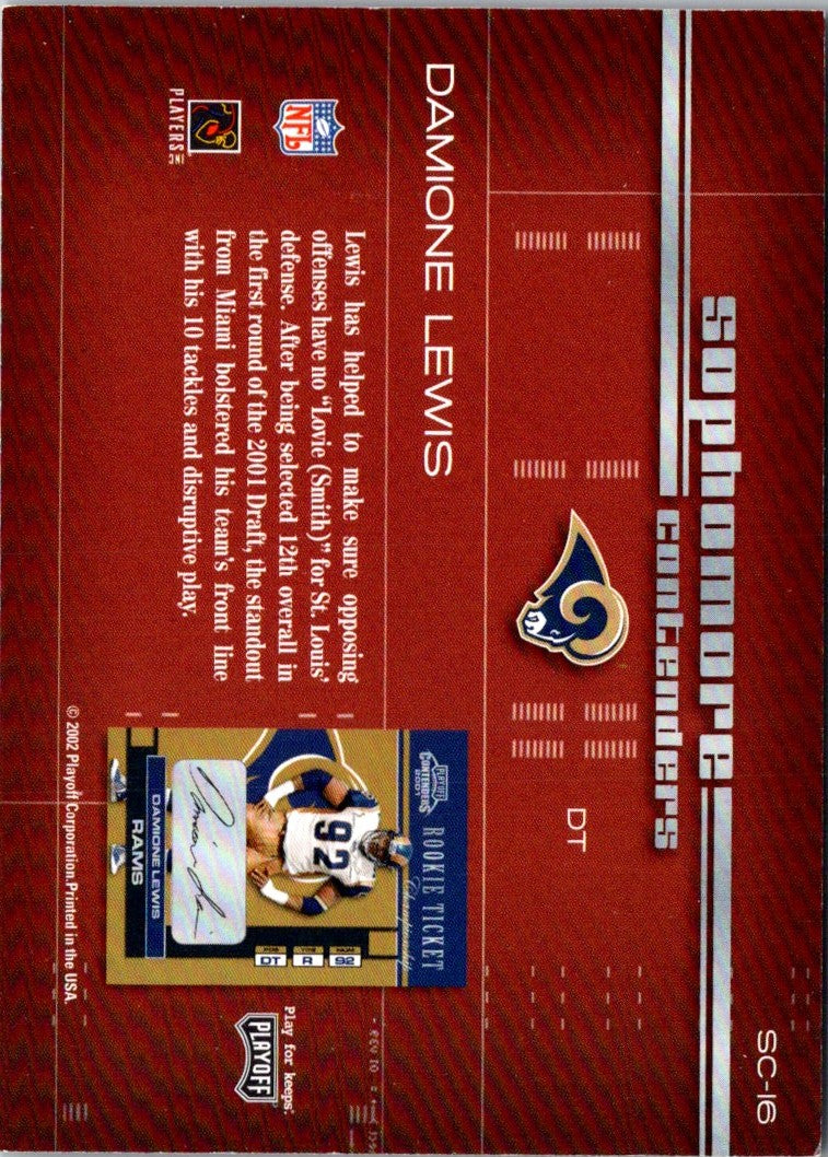 2002 Playoff Contenders Sophomore Damione Lewis