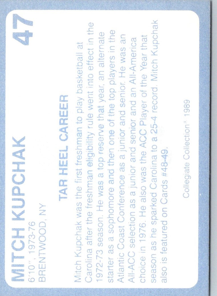 1989 Collegiate Collection North Carolina's Finest Mitch Kupchak