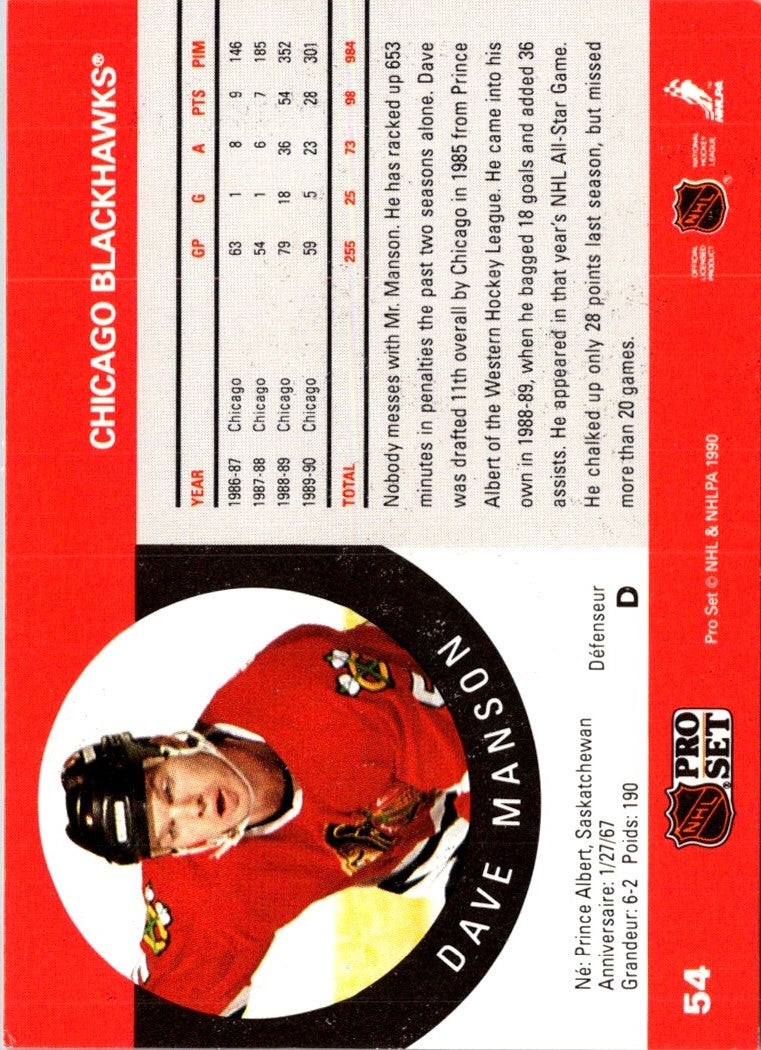 1991 Pro Set Dave Manson