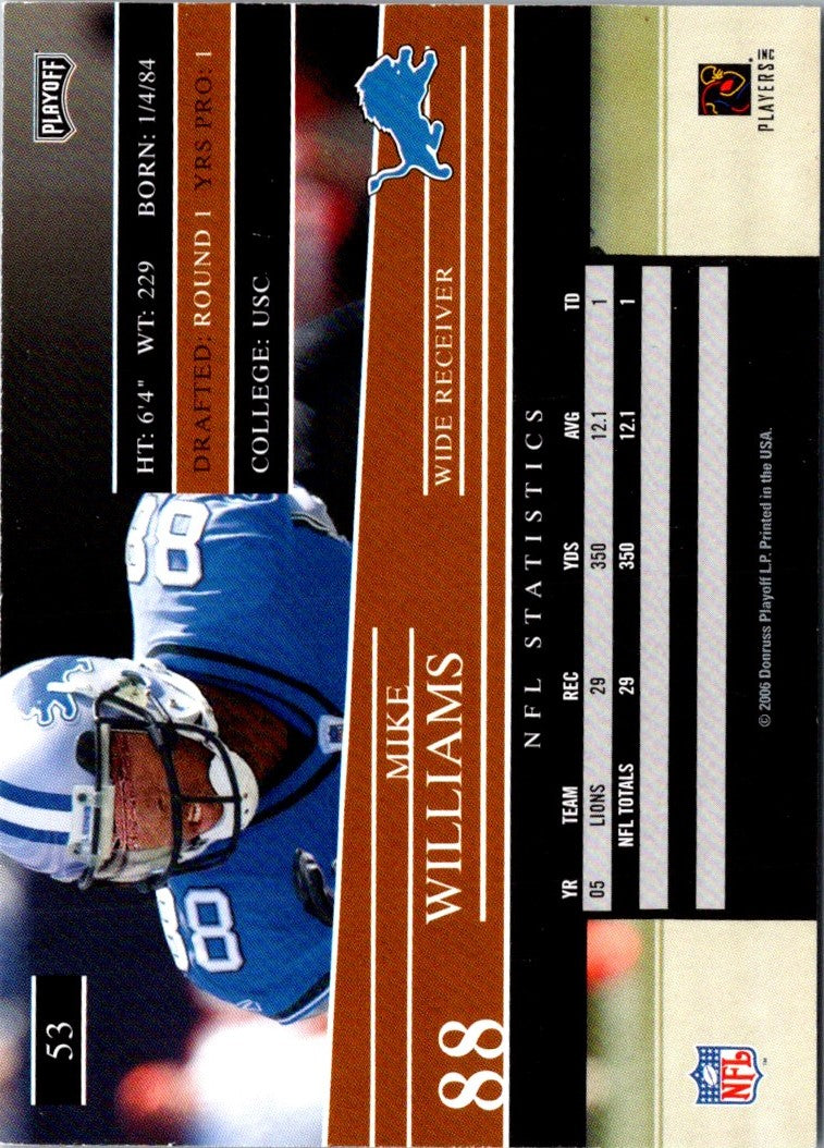 2006 Playoff Prestige Mike Williams