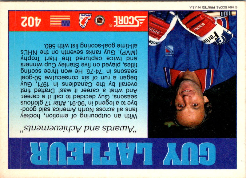 1991 Score American Guy Lafleur Tribute (Awards and Achievements)