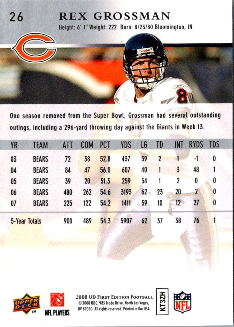 2008 Upper Deck First Edition Rex Grossman