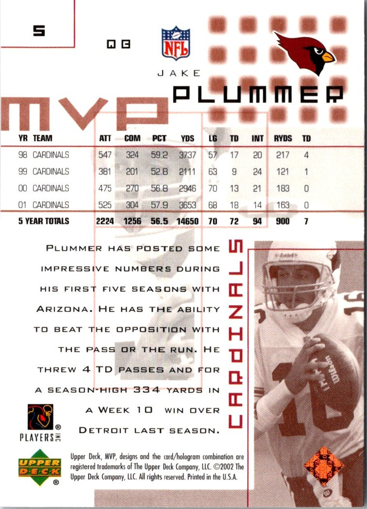 2002 Upper Deck MVP Jake Plummer