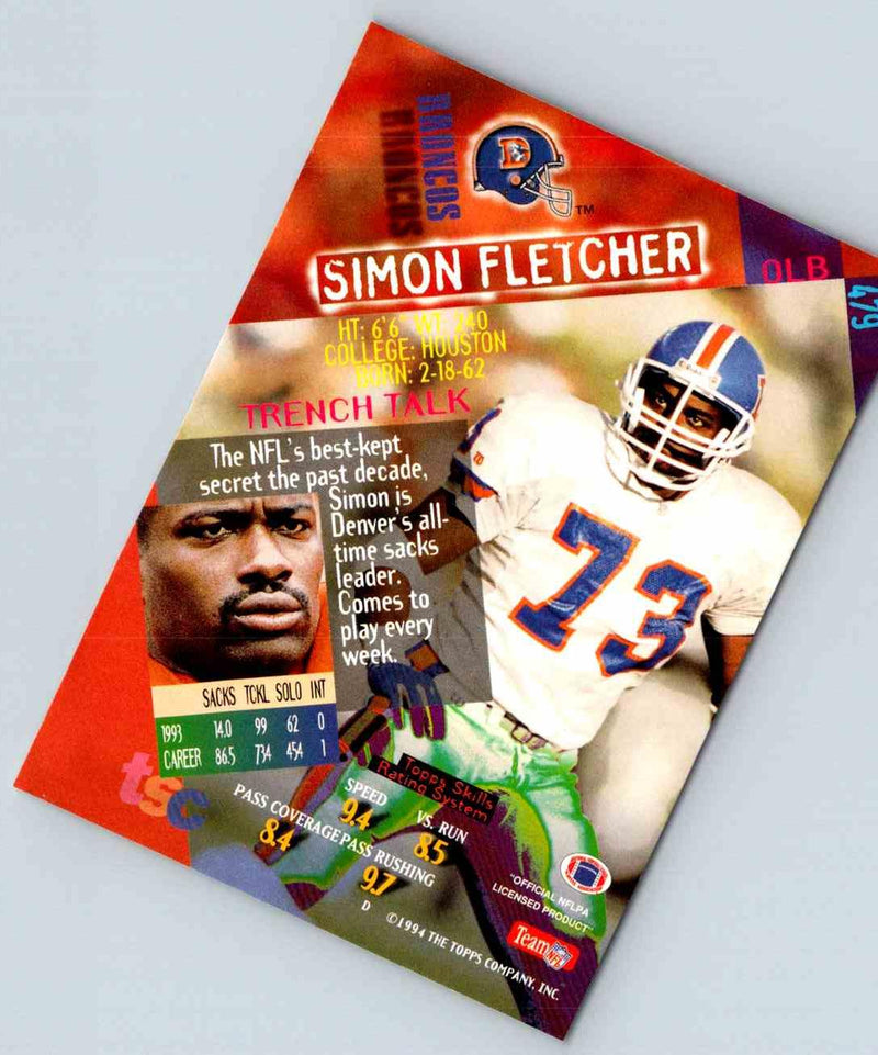 1994 Topps Stadium Club Football Simon Fletcher