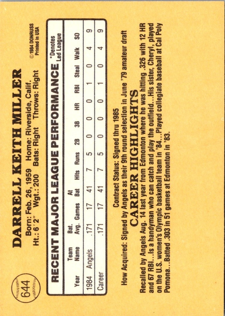 1985 Donruss Darrell Miller