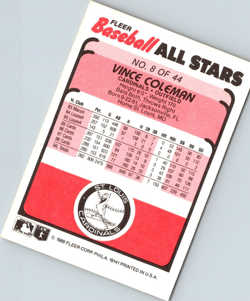 1989 Fleer Vince Coleman