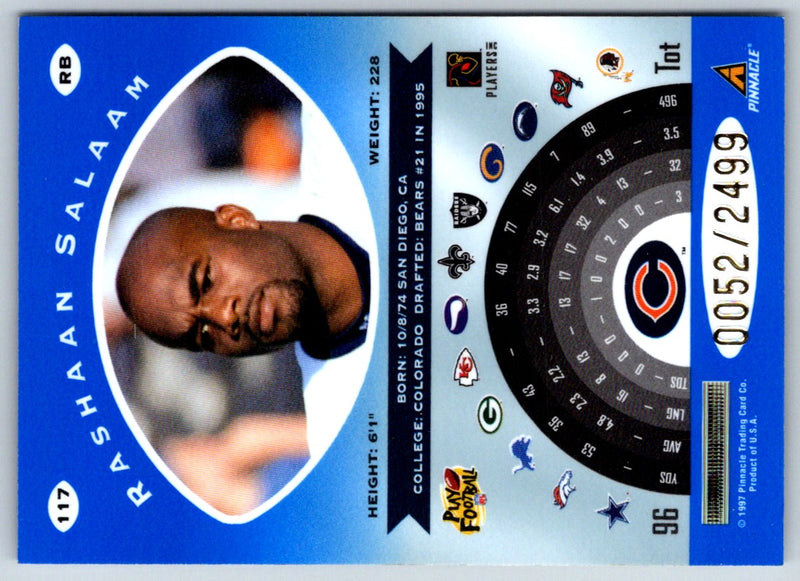1997 Pinnacle Totally Certified Platinum Blue Rashaan Salaam