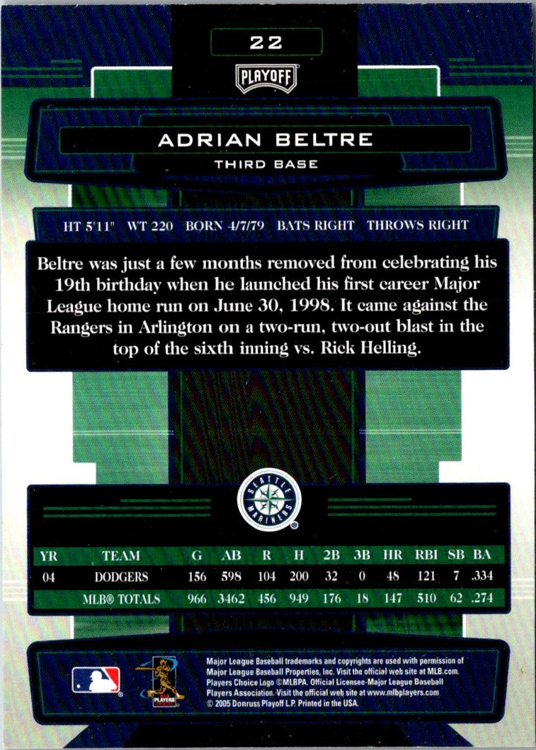 2005 Playoff Absolute Memorabilia Adrian Beltre