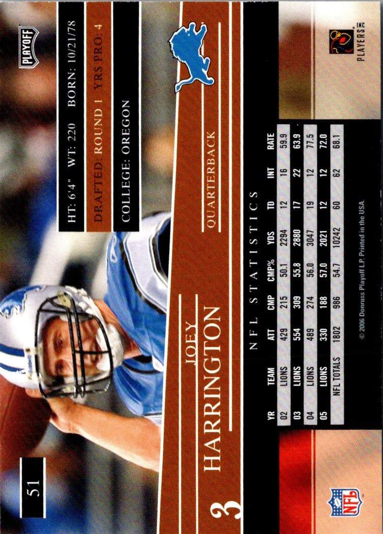 2006 Playoff Prestige Joey Harrington